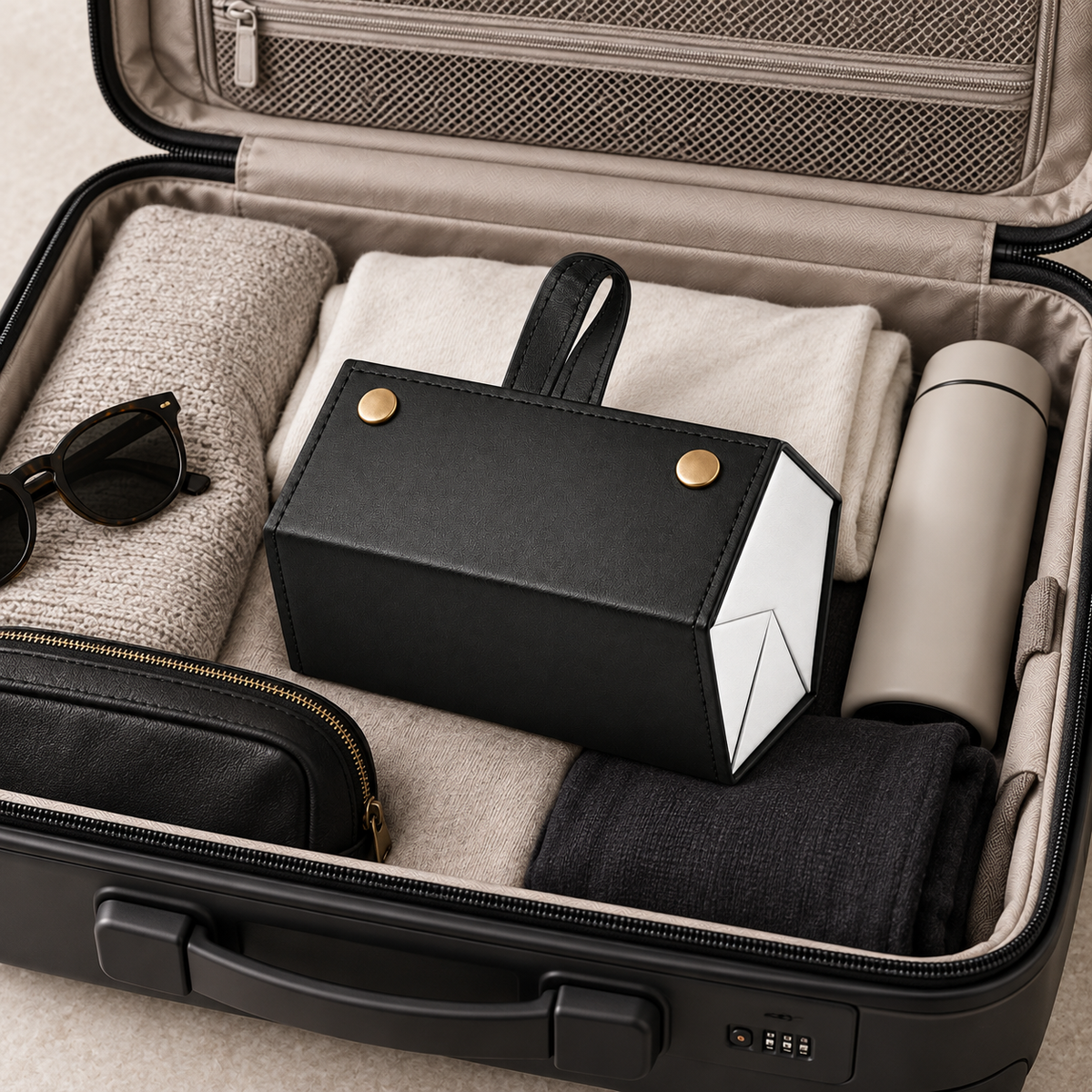 Estojo Organizador para 5 Óculos com Alça para Viagem