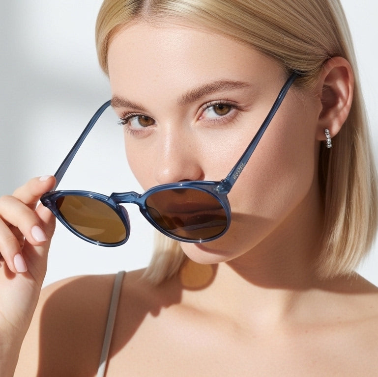 Óculos de Sol Redondo Fluxo - UV400 - Acetato Italiano