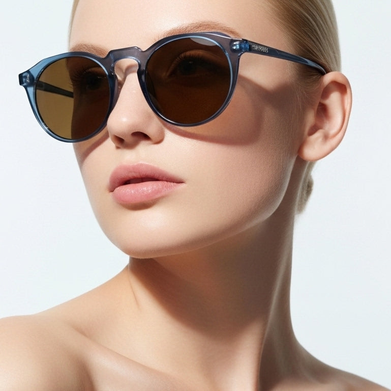 Óculos de Sol Redondo Fluxo - UV400 - Acetato Italiano
